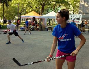 Participating in the July 2013 Five Hole for Food event in Montreal (Obtained from: https://www.facebook.com/MontrealCwhl)