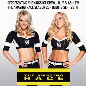 Allison "Ally" Mello and Ashley Covert are a pair of LA Kings ice girls competing on the new season of The Amazing Race (Image from https://www.facebook.com/KingsIceCrew